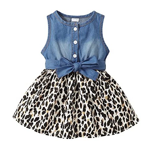 Saeaby Baby Girl Dress Toddler Girl Summer Clothes Infant Sleeveless Dress Denim Flower Sundress Cute Dresses for Girl