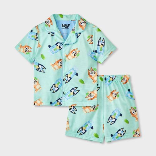 Toddler Boys' Bluey Coat Pajama Set - Green 3T