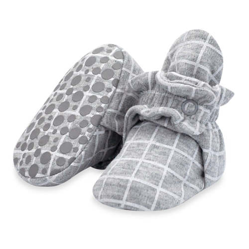 Windowpane Organic Cotton Gripper Baby Bootie