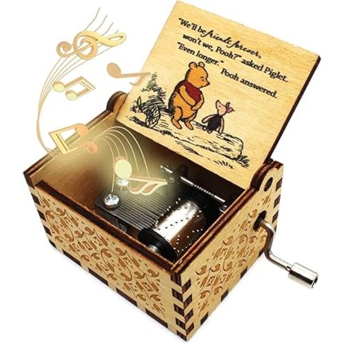 ukebobo Wooden Music Box - The Pooh Saying Music Box, Gift for Friend, Cousins, BFF, New Year's Gifts- 1 Set