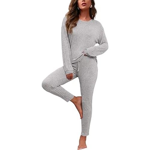 VINTATRE Womens Pajama Sets Long Sleeve Sleepwear Nightwear Soft