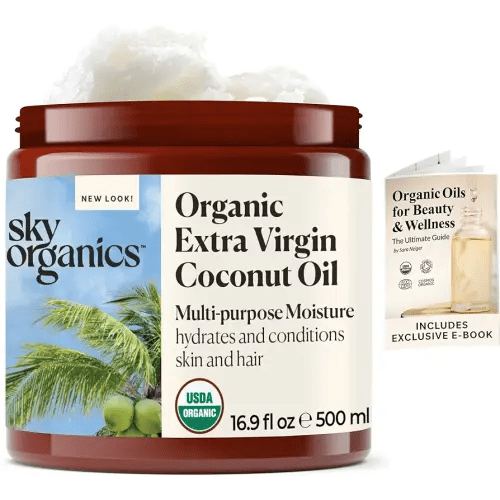 Sky Organics Organic Extra Virgin Coconut Oil for Hair & Skin, 100% Pure & Cold-Pressed USDA Certified Organic to Moisturize, Soften & Nourish, 16.9 fl. Oz w/Exclusive Ebook
