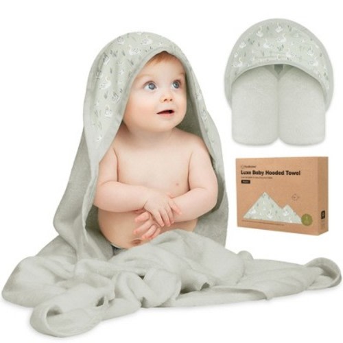 Luxe Baby Hooded Towel, Organic Baby Bath Towel, Hooded Baby Towels, Baby Beach Towel for Newborn, Kids, Color: Serenity, Size: regular