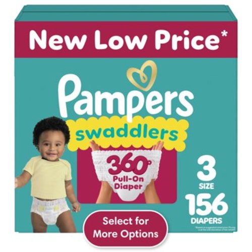 Pampers Swaddlers 360 Pull-On Diapers, Size 3 (16-28 lbs), 156 Count, for up to 100% Leakproof Skin Protection