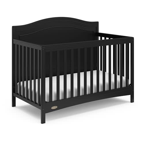 Graco Paris 4-in-1 Convertible Crib (Black) – GREENGUARD Gold Certified, Converts to Toddler Bed, Daybed and Full-Size Bed, Fits Standard Full-Size Crib Mattress, Adjustable Mattress Support Base