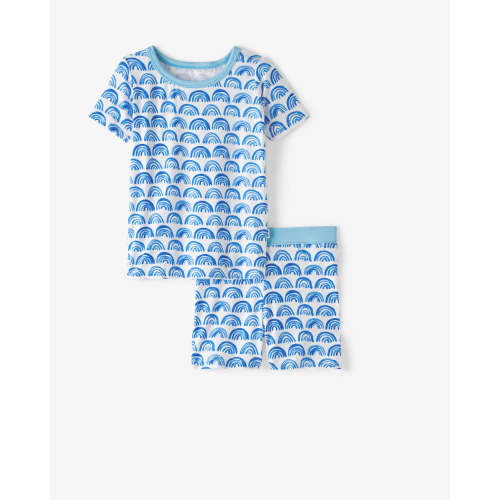 Blue Rainbows Two-Piece Short Sleeve & Shorts Pajama Set - Little Sleepies