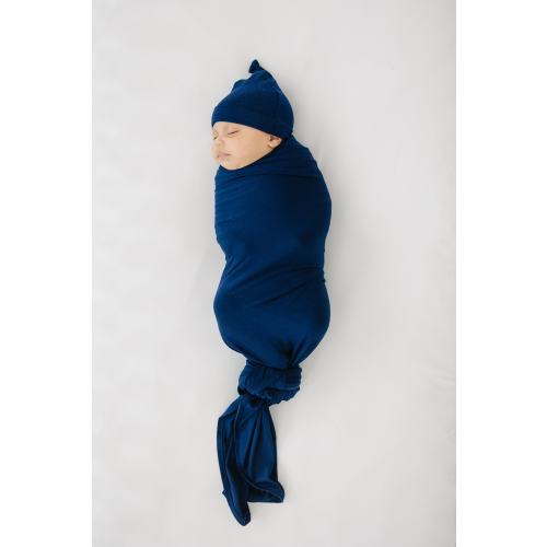 Bamboo Stretchy Swaddling Blanket Navy Blue New Baby Gift Newborn Swaddle Take Home Baby Coming Home Blanket Gender Neutral Newborn Swaddle