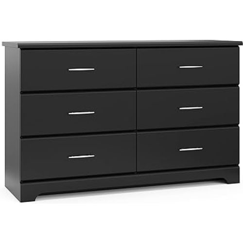 Storkcraft Brookside 6 Drawer Double Dresser (Black) – GREENGUARD Gold Certified, For Nursery, Kids Organizer, Chest of Drawers