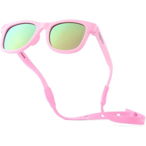BABY SUNNIES Polarized Baby Sunglasses with Strap - Unbreakable Flexible Infant Sunglasses for Toddlers & Newborns 0-24 Months - Pink - Baby Beach Essentials - Infant Travel Essentials