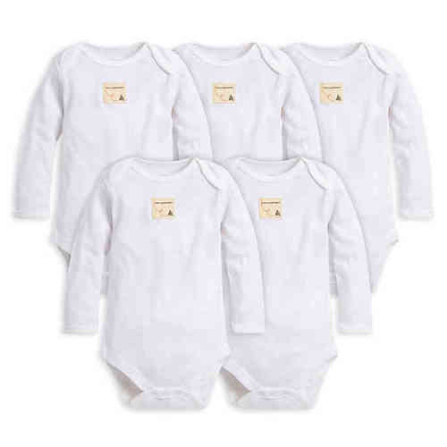 Burt's Bees Baby® Size 3-6M 5-Pack Organic Cotton Long Sleeve Bodysuit in Cloud