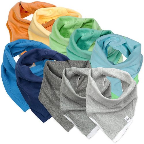 HonestBaby Multipack Reversible Bandana Drool Bibs Burpcloths Adjustable Snaps for Infant Baby Boys,Girls 100% Organic Cotton