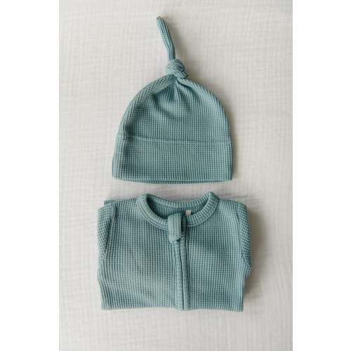 Organic Waffle Knit Footie With Bow Or Hat – Bella Berry Designs