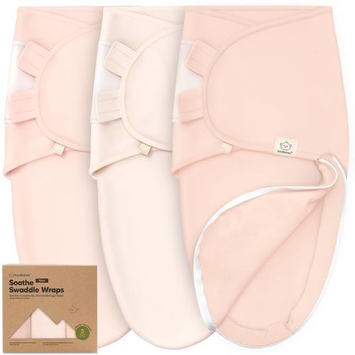 Baby Swaddle Sleep Sacks with Zipper - 3-Pack Swaddles for Newborns 3-6 Months, Infant, Baby Girls, Boys, Soft & Durable Newborn Sleep Sack, Easy Diaper Change Swaddling Blanket (Angelic, L)
