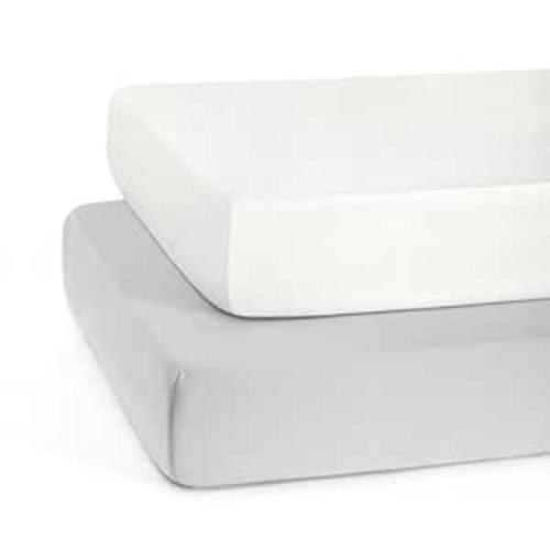 TILLYOU Baby Crib Sheets for Boys Girls, Fitted Crib Sheet 2 Pack for Standard Crib and Toddler Mattresses, Super Soft Toddler Bed Sheets, 28"x52"x8", White & Gray - 2-pack White & Gray - crib sheet