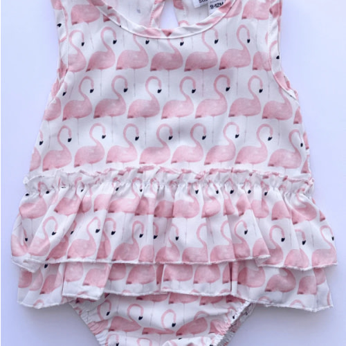Clare Ruffle Bubble Romper - Pink Flamingo - Bailey's Blossoms