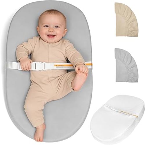 Baby Changing Pad, Muslin Diaper Changing Pad with Waterproof Lining, Changing Table Pads for Dresser with 2 Pack Muslin Covers(Grey + Camel)