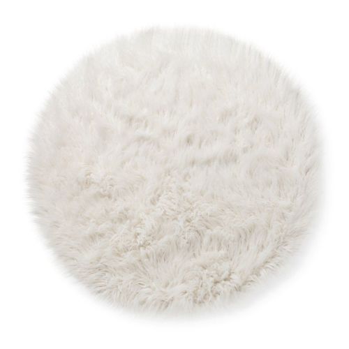 3' Faux Fur Round Kids' Rug White - Pillowfort™