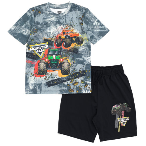 Monster Jam Grave Digger El Toro Loco Megalodon Big Boys T-Shirt and Shorts Outfit Set Toddler to Big Kid