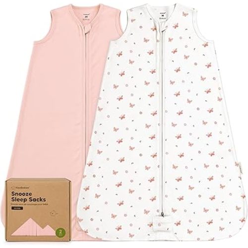 2-Pack Baby Sleep Sacks, Zipper Wearable Blanket - 0.5TOG Organic Cotton,Lightweight,Soft Cozy Toddler Sleeping Sack 6-12 months,Easy to Wear Large Newborn Transition Swaddles Sleepsacks (Butterflies)