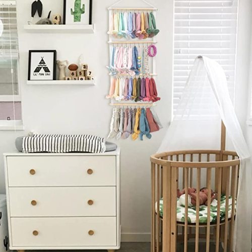 POVETIRE Headband Holder for Girls Baby Headband Organizer Head Bands Hair Accessories Display Organizer Wall Hanging Decor for Nursery Toddler Girl Room - White
