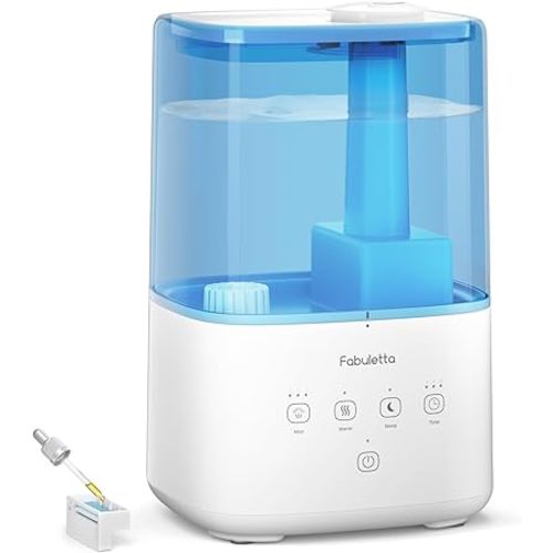 FABULETTA Humidifiers for Bedroom, Warm and Cool Mist Humidifier Large Room for Home, 45H Runtime Room Humidifier with Detachable Top-fill 4.5L Water Tank, 3 Mist Levels and Essential Oil Diffuser