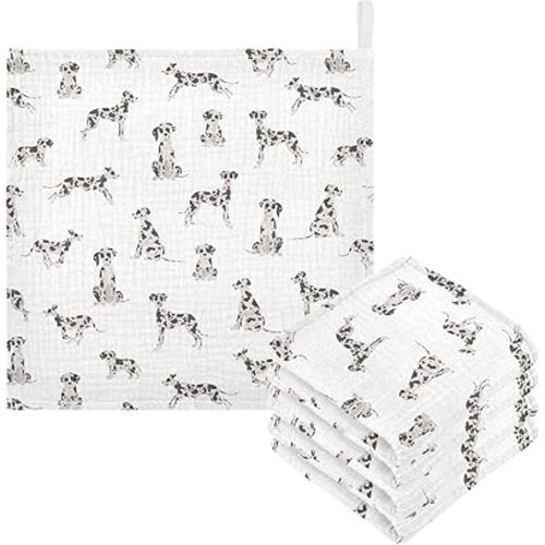 vvfelixl Baby Cotton Washcloths Great Dane Dog Infants Bath Towel for Unisex Face Towels for Newborn, Natural Baby Wipes Delicate Skin, 11.8 X 11.8 inch, one sizex5