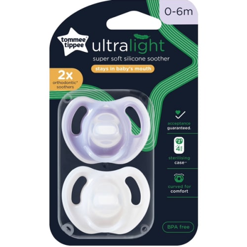 Tommee Tippee Ultra-light Soothers, 0-6m, 2 Pack
