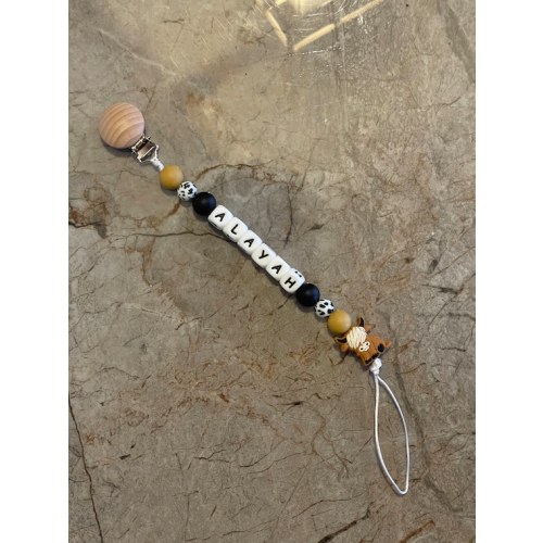 Dark Highland Cow Custom Pacifier Clip Baby Accessories Baby - Etsy