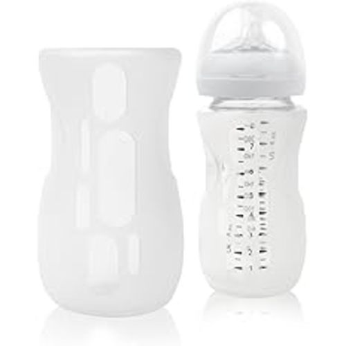 Olababy Silicone Sleeve for Avent Natural Glass Bottles (8 oz, Translucent)
