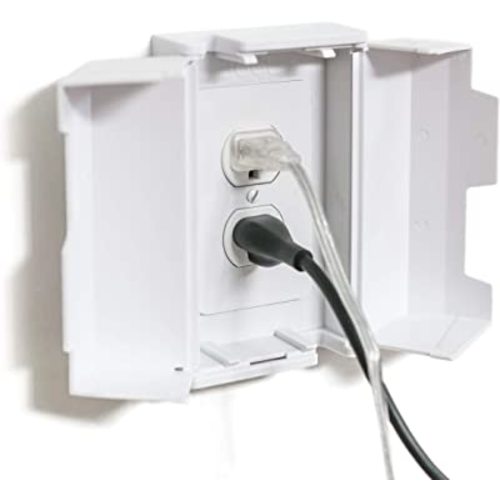 Outlet Cover Box for Child Safety (2 Pack) Duplex & Decorator Electrical Outlet Plates, Concealed Access Buttons, and Spacious Compartment - Jool Baby