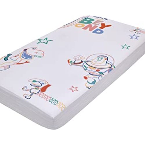 Disney Toy Story Green, Red, Blue and White to Infinity and Beyond Color Crazy Nursery Photo Op Fitted Crib Sheet