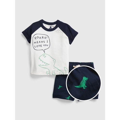 Baby 100% Organic Cotton Mix & Match Printed Outfit Set in dino, size: 0-3 M