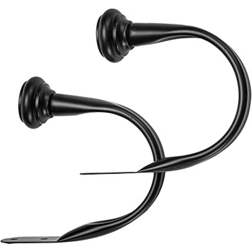 Amazon Basics Decorative Curtain Tiebacks, Sturdy and Easy to Install Holdbacks, Set of 2, Black