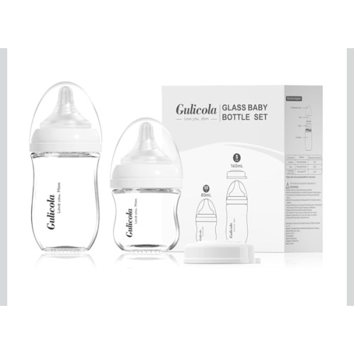 Natural Glass Baby Bottle Newborn Set, Clear