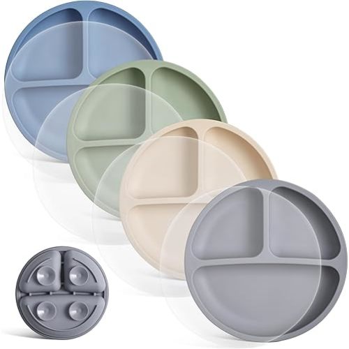 4 Pack Baby Plates with Suction
