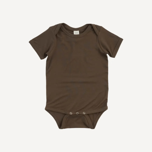 short sleeve lap neck bodysuit | tarmac | bamboo