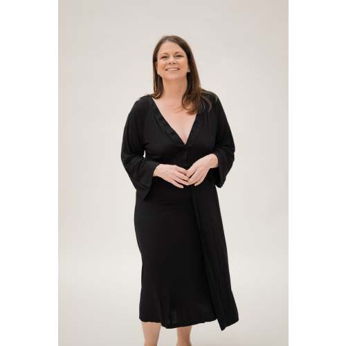 Amelia Labor & Postpartum Gown in Black