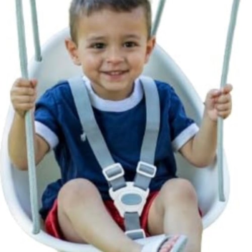 Swurfer Coconut Toddler Swing – Comfy Baby Swing Outdoor, 3- Point Adjustable Safety Harness, Secure, Safe Quick Click Locking System, Blister-Free Rope, Easy Installation, Ages 6-36 Months