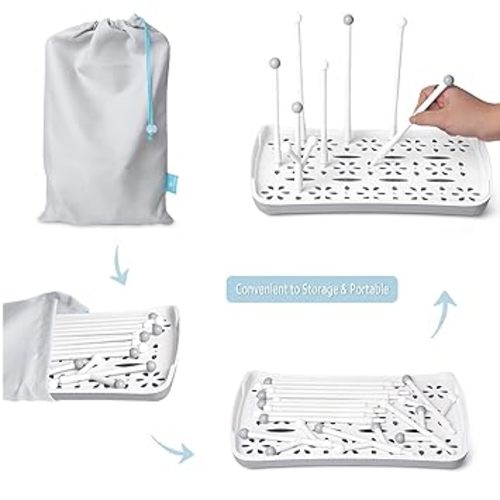 Baby Bottle Drying Rack with Tray, Termichy High Capacity Bottle Dryer Holder for Bottles, Teats, Cups, Pump Parts and Accessories, Gray - Style A -Grey