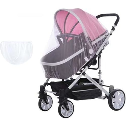 Universal Mosquito Net for Stroller, Strollers Cover Bug Netting for Bassinet, Pack N Plays,Car Seat, Camping Travel Gear, Baby Insect Netting (White)