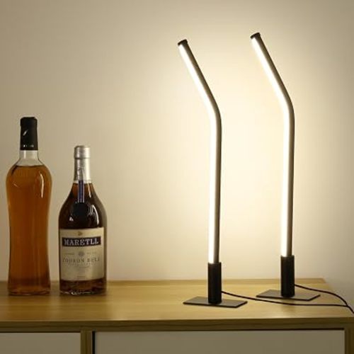 Slim Metal Table Lamp Bedside Lamp Set of 2, Modern 17.32"/44CM Thin Desk Lamp with Cable(USB 5V 2A),Minimalist Design,3 Colors, Dimmable,Nightstand Light,for Bedroom Living Room Home Offic
