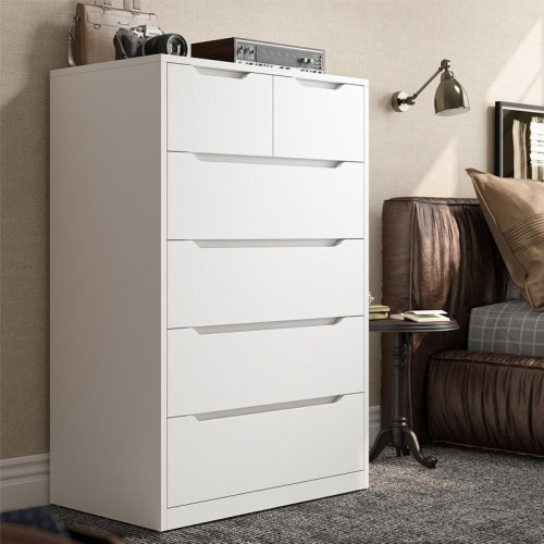 Ebern Designs Brichelle 6 - Drawer Dresser, Wood Dressers & Chests of Drawers with Smooth Metal Rail & Reviews | Wayfair