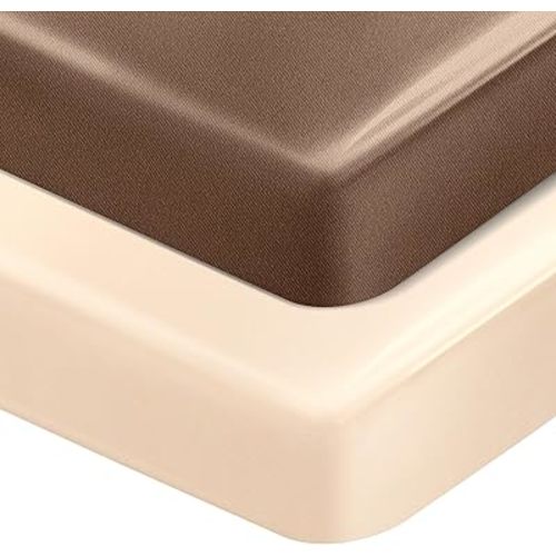 2 Pcs Satin Soft Crib Sheets Silky Baby Mattress Sheet Crib Sheets for Baby with Sensitive Hair Boys and Girls Newborn Infant Unisex 52''x28''x8'' Fitted Sheet(Coffee, Khaki)