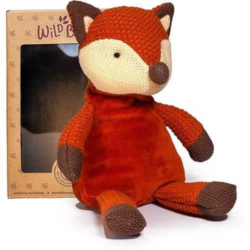WILD BABY Fox Weighted Stuffed Animals - Microwavable Animals with Lavender, 12 inch Heatable Plush for Kids - Soft, Cuddly, Warming Stuffed Animal for Baby - Gift Box Ready
