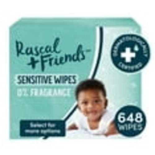 Rascal + Friends Sensitive, Fragrance Free Baby Wipes for Newborn, 648 Count