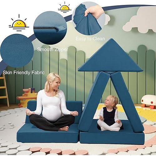22Pcs Modular Kids Play Couch - Kids Couch for Playroom Bedroom Living Rooms Toddler Sofa for Inspiring Child Creativity,Children Convertible Foam Sofa