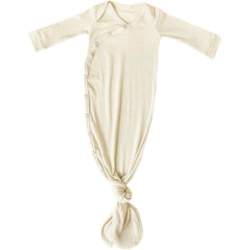 Copper Pearl Baby Gown - Knotted Newborn Sleepers for Baby Boy and Girl, Soft Stretchy Long Sleeve Infant Gowns with Bottom Tie and Hand Mittens, Perfect Hospital Coming Home Outfit (Moonstone)