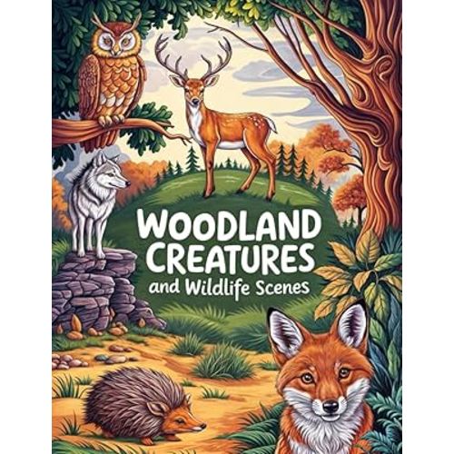 Woodland Creatures and Wildlife Scenes: Coloring Book for Children and Adults with Forests, Rivers, Deers, Foxes, Rabbits, Owls, and Much More for Relaxation and Stress Relief