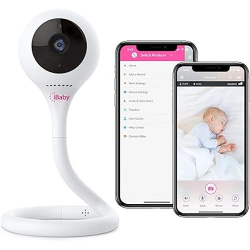 iBaby M2C WiFi Baby Monitor Camera with FHD Audio 1080P with Night Vision Wall Mount Kit Included 2021 Updated Video Audio Quality with Motion Crying Alerts, White
