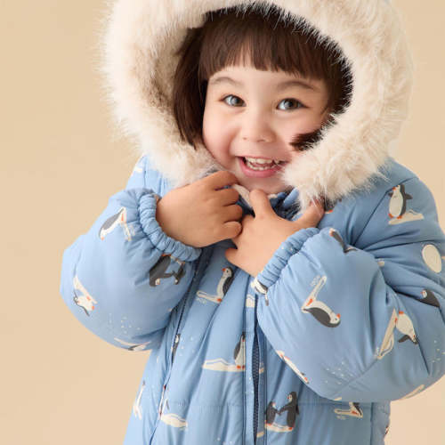 Recycled Penguin Snowsuit Blue / 0-3 M or 3-6 M